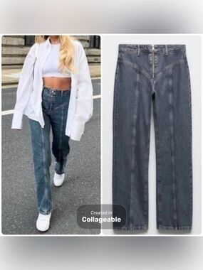ZARA ZIP FRONT "MUGLER VIBES" SEAMED STRAIGHT
JEANS